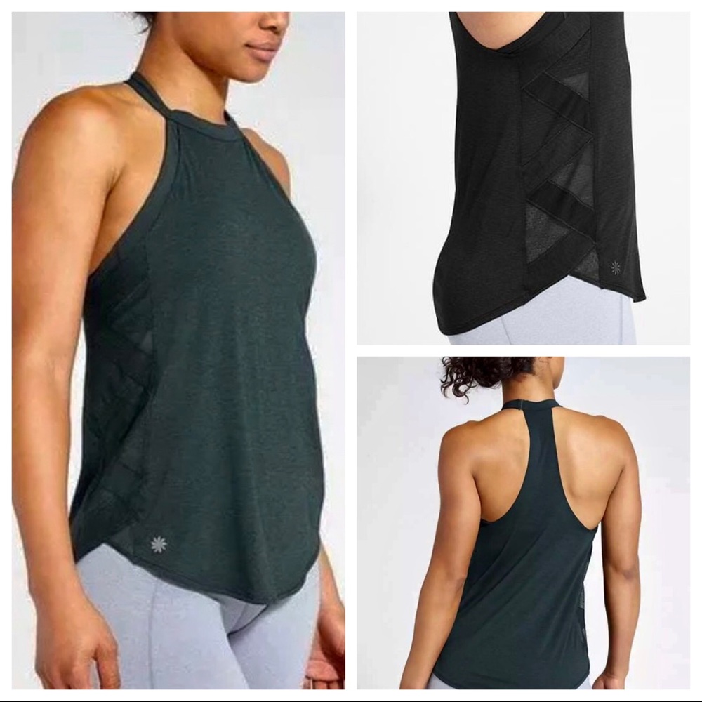 Athleta XL BLACK T-Back Lattice Tank w/ Sports Bra